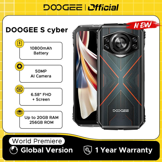 World Premiere DOOGEE S Cyber Rugged Phone 6.58" 90Hz IPS Screen 10800mAh Large Battery 8GB+256GB 50MP AI Main Camera Android 14